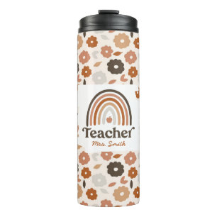 Boho Floral Modern Rainbow Teacher Apple Thermosbecher