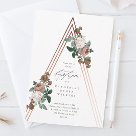 Boho Floral Moderne religiöse Taufe & Christening Einladung