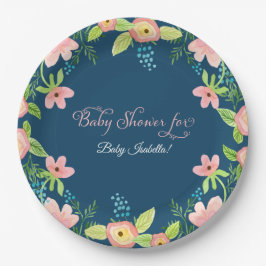 Boho Floral Modernes Baby Girl Pappteller