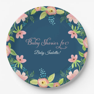 Boho Floral Modernes Baby Girl Pappteller