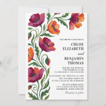 Boho Floral Mohn Handbemalte Hochzeit
