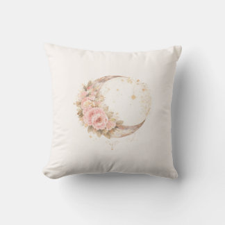 Boho Floral Mond | Minimalistisches Ästhetik-Kisse Kissen