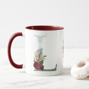 Boho Floral Monogram L-Kaffee Tasse