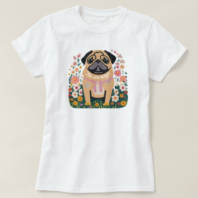 Boho Floral, Mops von "Your Are Magic" T-Shirt (Design vorne)
