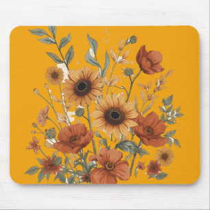 Boho Floral Mouse Pad - Warme Sonnenblumen Mousepad