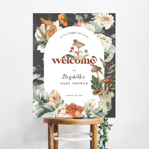 Boho Floral Mushroom   Babydusche Begrüßungszeiche Poster