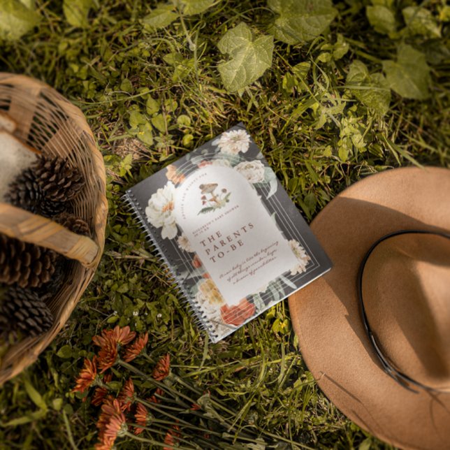 Boho Floral Mushroom | Babydusche Gästebuch Notizblock (Von Creator hochgeladen)