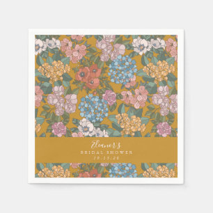 Boho Floral Mustard Yellow Custom Brautparty Serviette