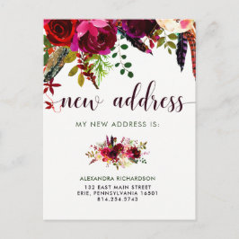 Boho Floral | Neue Adresse Ankündigungspostkarte