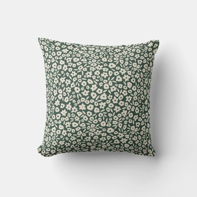 Boho Floral on Dark Emerald Green Kissen (Vorderseite)