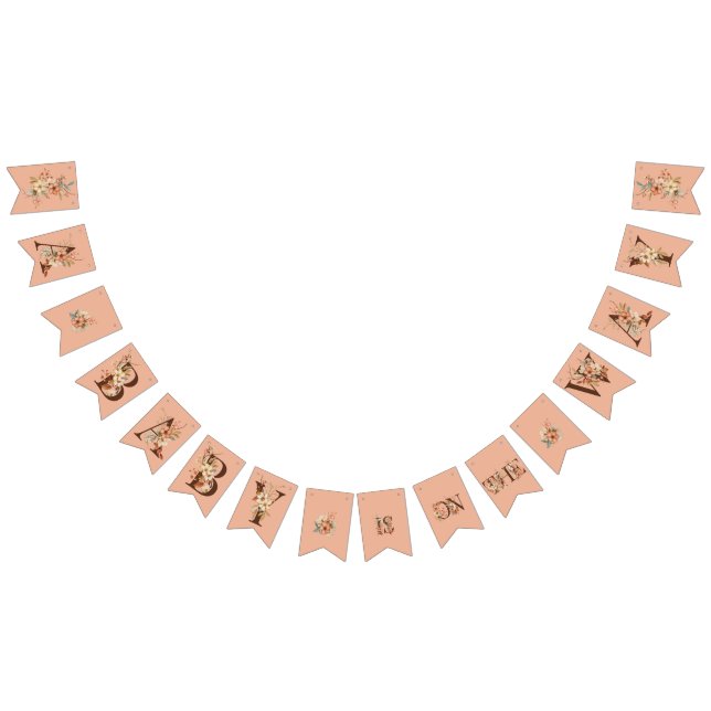 Boho Floral on Pink Baby Dusche Wimpelkette (Alle)