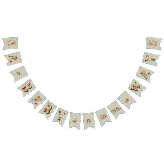 Boho Floral on Textured Blue Baby Shower Wimpelkette