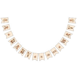 Boho Floral on Textured Ivory Baby Shower Wimpelkette