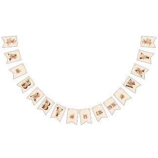 Boho Floral on Textured Ivory Baby Shower Wimpelkette