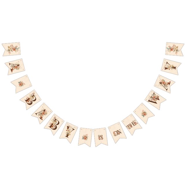 Boho Floral on Textured Ivory Baby Shower Wimpelkette (Alle)