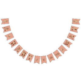 Boho Floral on Textured Pink Baby Shower Wimpelkette