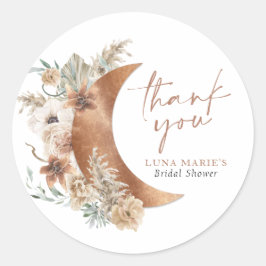Boho Floral Over the Moon Danke Runder Aufkleber