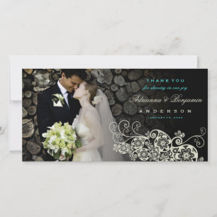 Boho Floral Paisley Wedding Vielen Dank Foto Card Dankeskarte