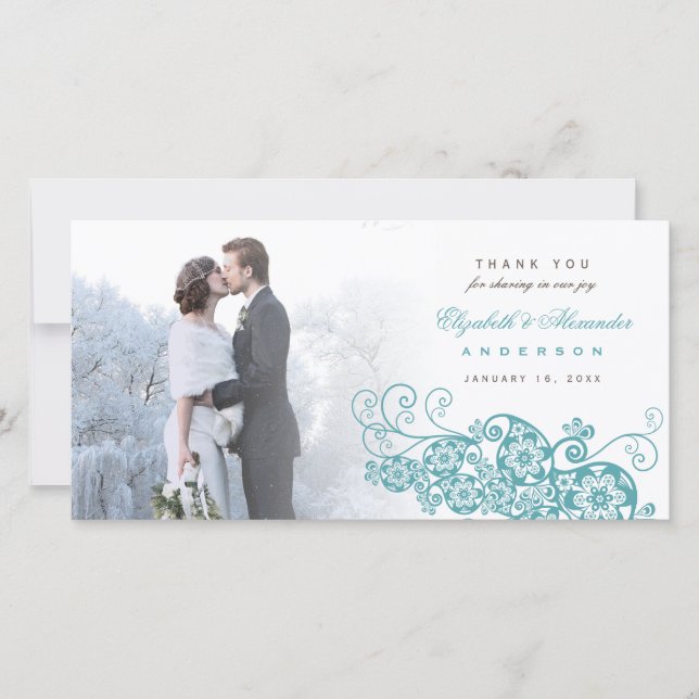 Boho Floral Paisley Wedding Vielen Dank Foto Card Dankeskarte (Vorderseite)