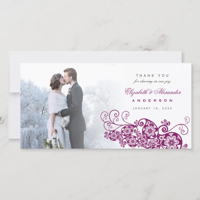 Boho Floral Paisley Wedding Vielen Dank Foto Card Dankeskarte (Vorderseite)