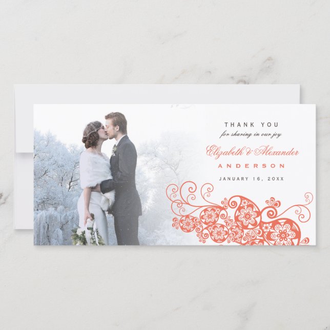 Boho Floral Paisley Wedding Vielen Dank Foto Card Dankeskarte (Vorderseite)