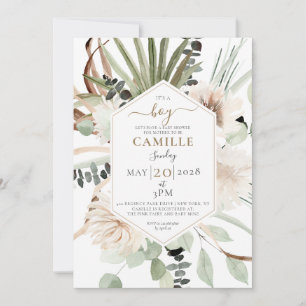 Boho Floral Palmetto Blätter eucalyptus Einladung