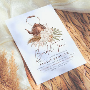Boho-Floral Pampas-Gras Moderne Teebridal-Shower-E Einladung
