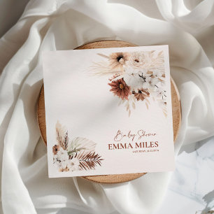 Boho Floral Pampas Grass Baby Dusche Napkins Serviette