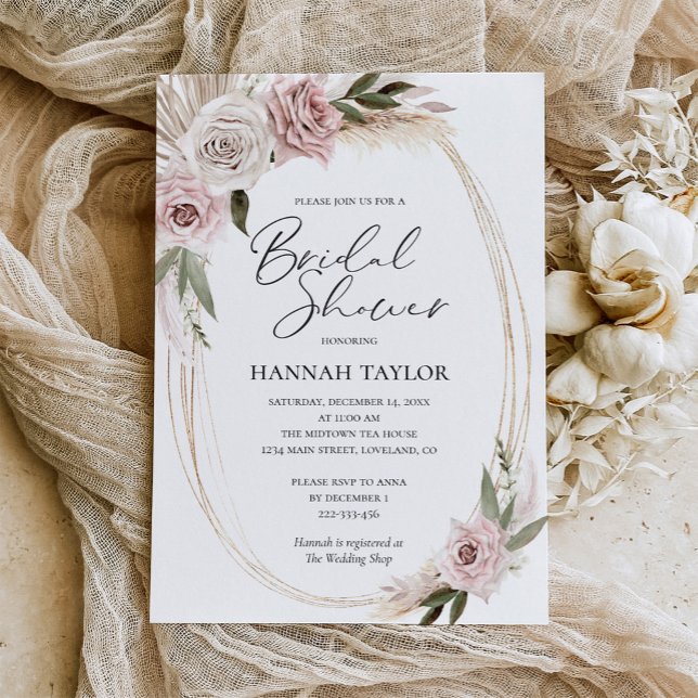Boho Floral Pampas Grass Brautparty Einladung (Von Creator hochgeladen)