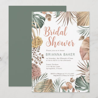 Boho Floral Pampas Grass Bridal Dusche Einladung