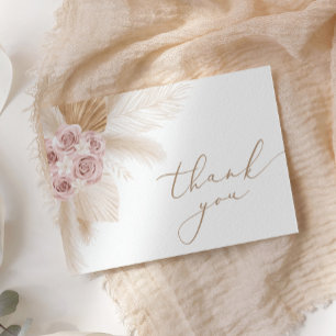 Boho Floral Pampas Grass Dankeskarte