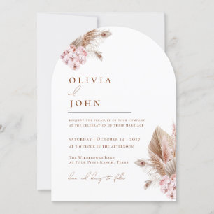 Boho Floral Pampas Grass Hochzeit Einladungen
