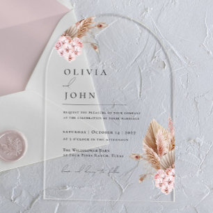 Boho Floral Pampas Grass Hochzeit Einladungen