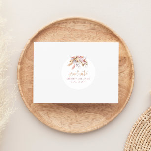 Boho Floral Pampas Grass Personalisierter Abschlus Runder Aufkleber