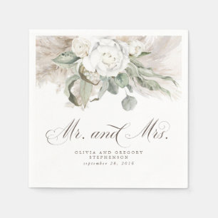 Boho Floral Pampas Grass Wedding Serviette