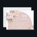 Boho Floral Pampas Palm Rose 30. Geburtstag Einladung<br><div class="desc">Boho Floral Pampas Palm Rose 30. Geburtstag Einladung Diese böhmische Geburtstagsveranstaltung kann für jedes Alter genutzt werden und umfasst zwei böhmische Blumenarrangements mit Pampas-Gras, Palmen-Blätter und Rose in verschiedenen Farbtönen. Der Hintergrund ist weiß und der Bogen rot. Diese boho 30. Geburtstagseinladung ist ideal für alle, die moderne böhmische Einladungen mögen....</div>