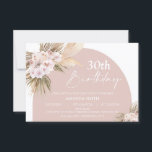 Boho Floral Pampas Palm Rose 30. Geburtstag Einladung<br><div class="desc">Boho Floral Pampas Palm Rose 30. Geburtstag Einladung Diese böhmische Geburtstagsveranstaltung kann für jedes Alter genutzt werden und umfasst zwei böhmische Blumenarrangements mit Pampas-Gras, Palmen-Blätter und Rose in verschiedenen Farbtönen. Der Hintergrund ist weiß und der Bogen rot. Diese boho 30. Geburtstagseinladung ist ideal für alle, die moderne böhmische Einladungen mögen....</div>
