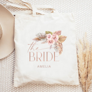 Boho Floral Pampas Rose Gold Braut Tragetasche