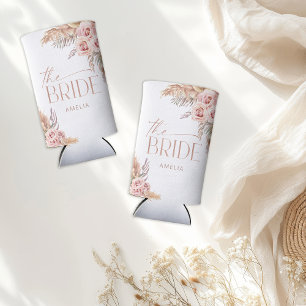 Boho Floral Pampas Rose Gold Bride Selters Dosenkühler