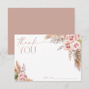 Boho Floral Pampas Rose Gold Danke Einladung