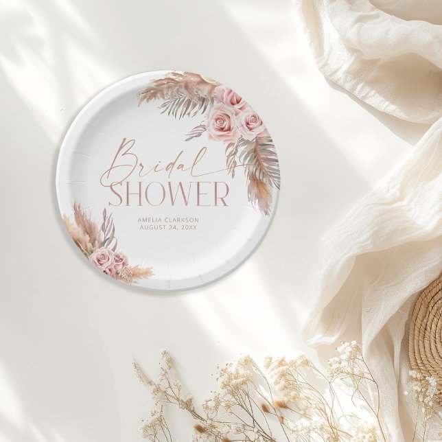 Boho Floral Pampas Rose Gold Paper Teller (Von Creator hochgeladen)
