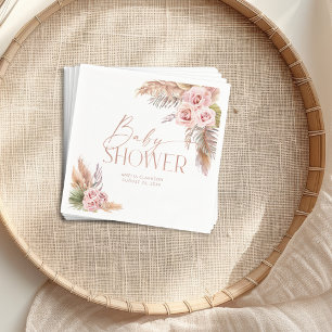 Boho Floral Pampas Rose Gold Papier Teller Serviette