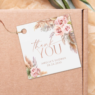 Boho Floral Pampas Rose Gold Vielen Dank Geschenkanhänger
