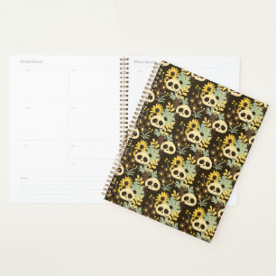 Boho Floral Pandas on Brown - 1000Pandas von Amand Planer