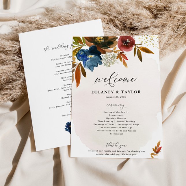 Boho Floral Paper Program for Navy and Rust Waterc Flyer (Von Creator hochgeladen)