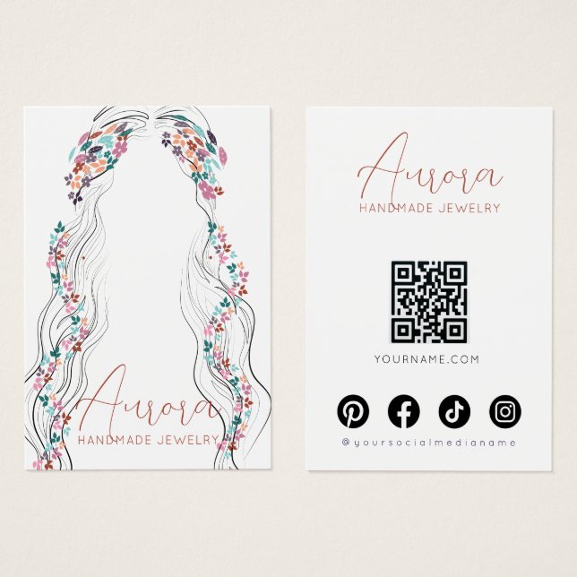 Boho Floral Pastel Wavy Hair Earrings Display Card (Vorne & Hinten)
