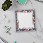 Boho Floral Pattern - Navy Blue - Name Notizblock<br><div class="desc">Bläserner Notizblock mit einem schönen Muster böhmischer Blume. Fügen Sie Ihren Namen in modernen marineblauen Buchstaben hinzu.</div>