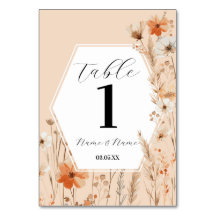 Boho Floral Peach Bohemisch Menu Tischnummern