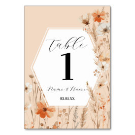 Boho Floral Peach Bohemisch Menu Tischnummern