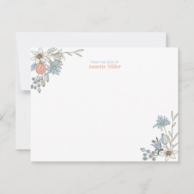 Boho Floral Personalisiert Stationery Note Card Mitteilungskarte (Vorderseite)